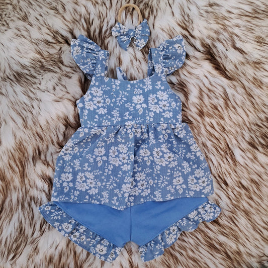 Denim short two piece