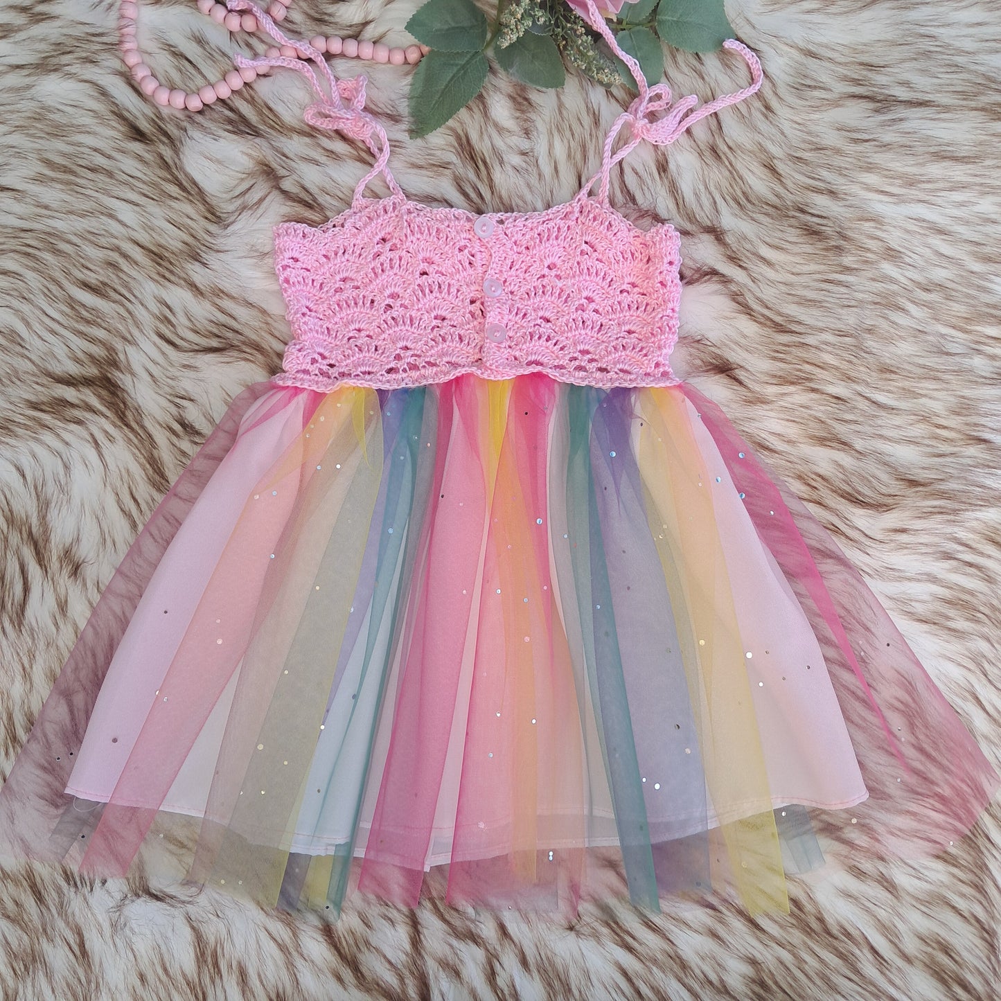 Crochet rainbow dress