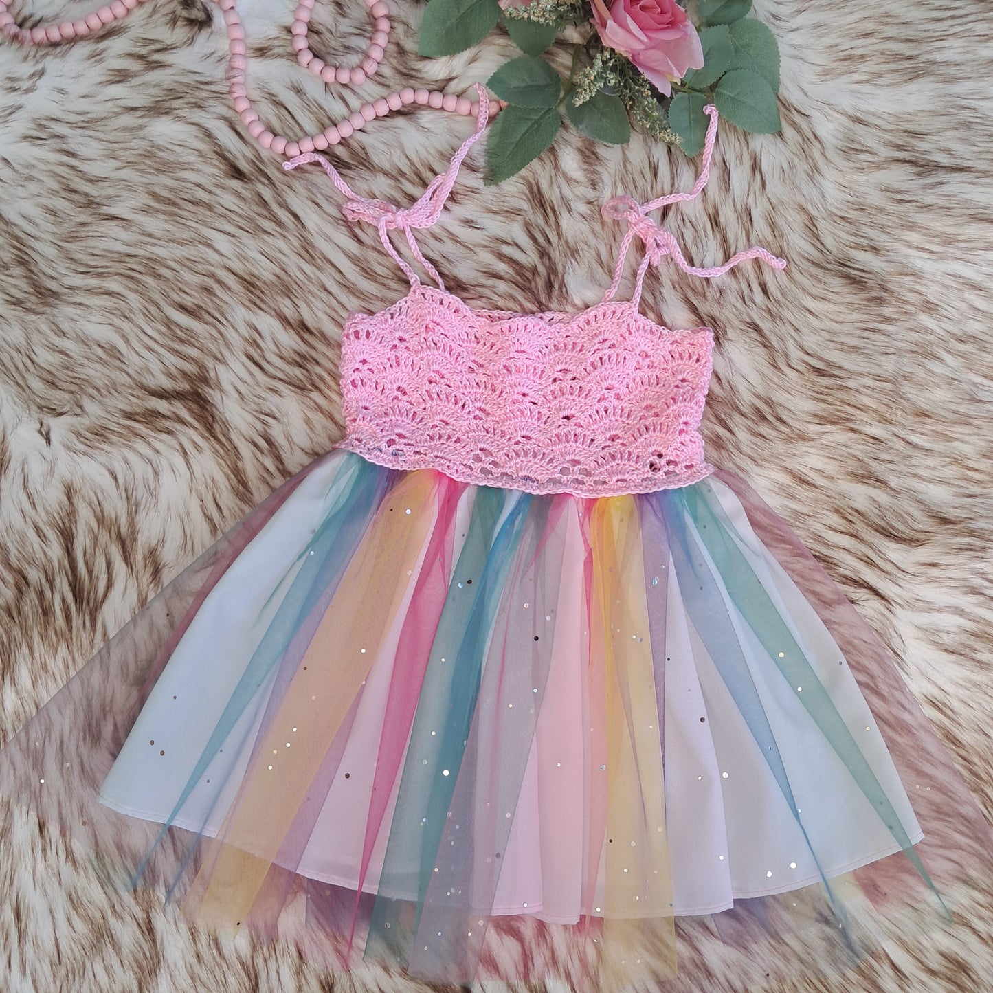Crochet rainbow dress