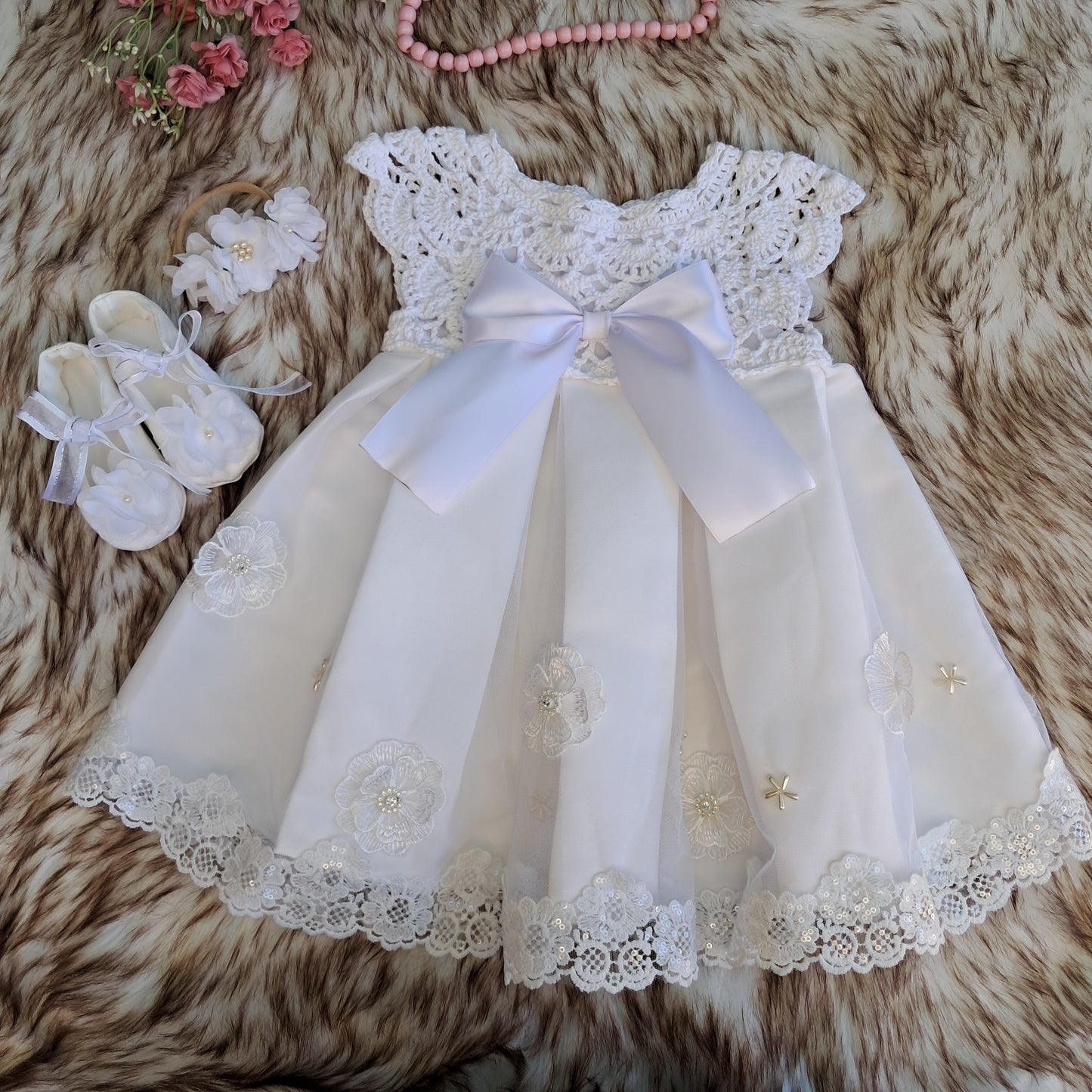Short sleeve crochet dress